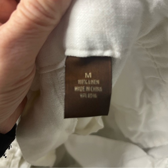 Tasso Elba Spa 100% Linen Pants Women Medium Flap Pockets White Drawstring - Picture 8 of 8